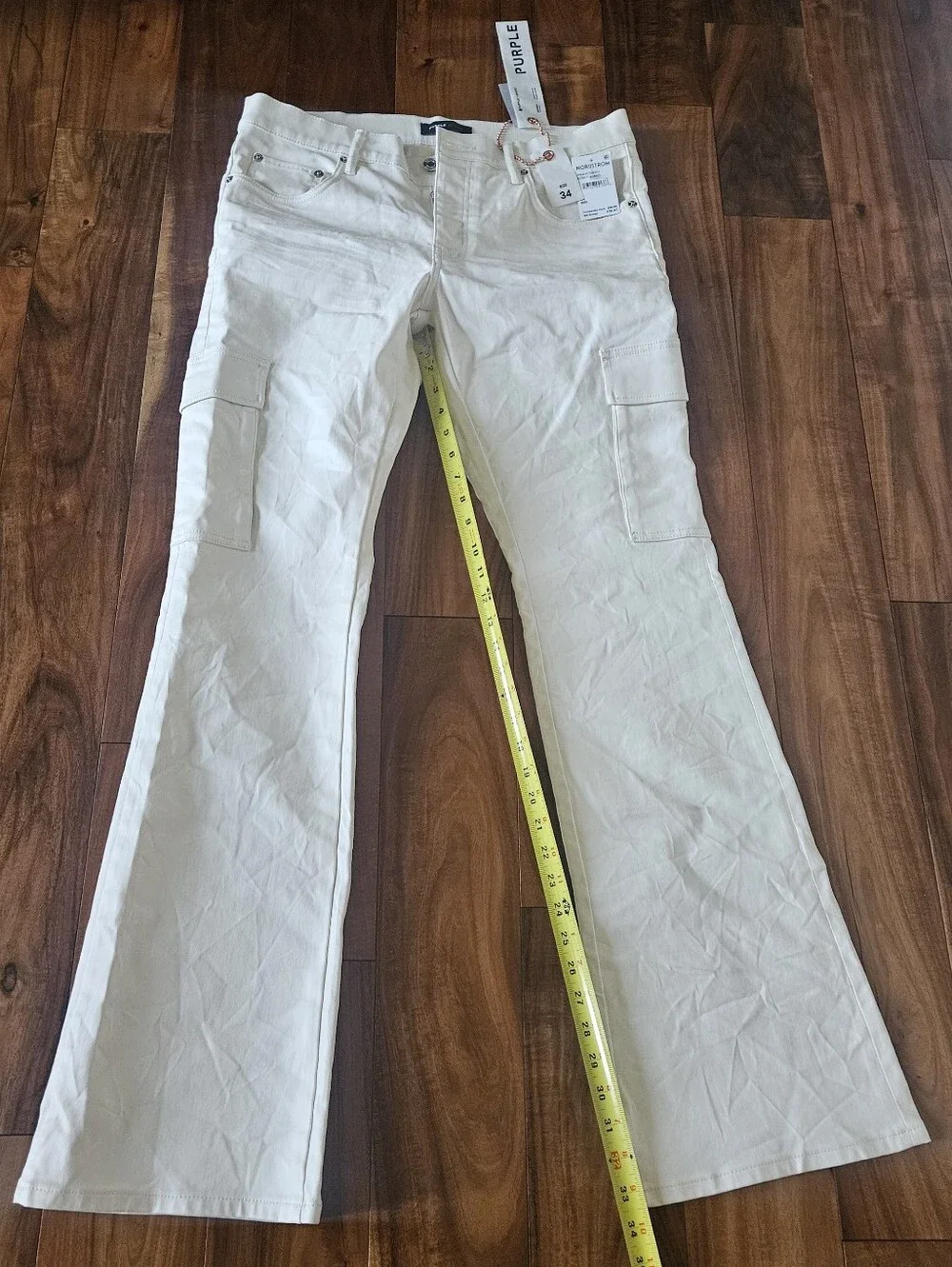 NWT Purple-Brand Flare Cargo Pants, sz 34